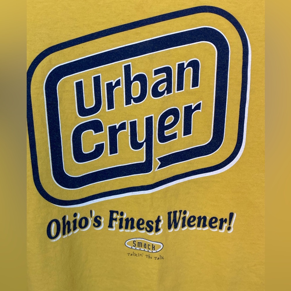 Vintage Urban Cryer Finest Wiener Smack XL Yellow Tee Michigan Ohio Rivalry - Picture 3 of 5